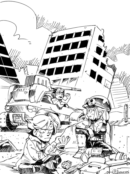 お絵描き:MM3 ハンター達 