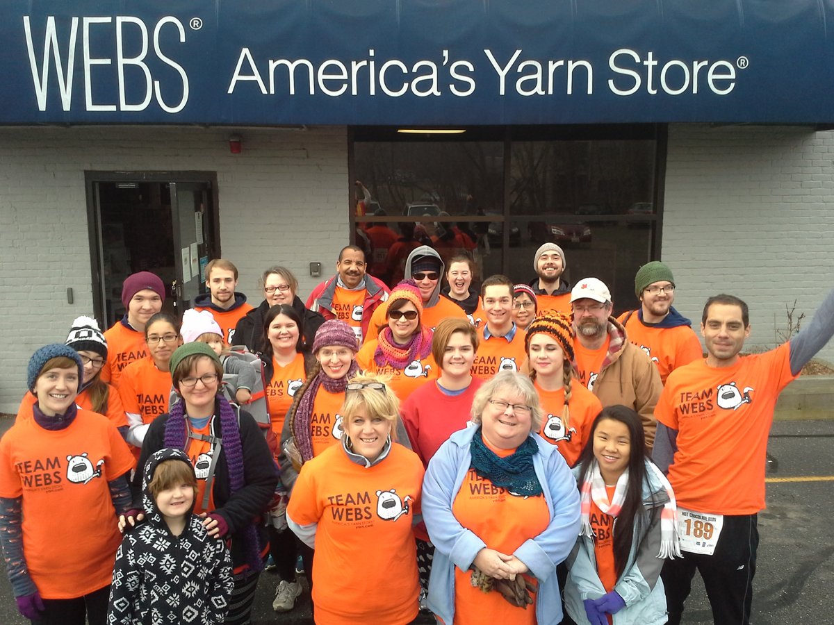 websyarn's tweet photo. A big thanks to #TeamWEBS for raising over $15,000 for @SafePass01060 @hotchocolaterun. SO proud! #hcr2015 💗 https://t.co/nzGCjAPp8n