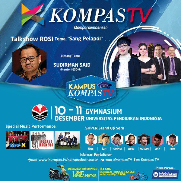 Besok! #KAMPUSKOMPASTV di Gymnasium UPI! Ada standup performance dari @Uus__ <a href="/iankanlah/">Ian Zuliantama</a> dkk! Be there!