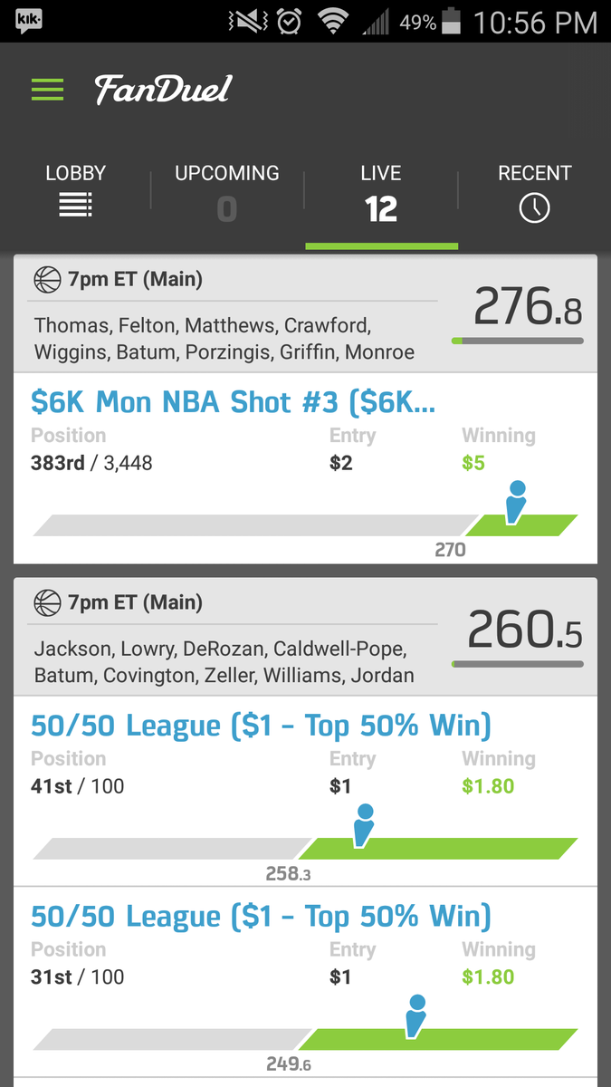 theLeggeII's tweet photo. @HuggyBear916 Coming threw once again, cashing in both DK, and FD. Much appreciated brother. #Huggymafia #DFS https://t.co/Q9aFYd2BkY