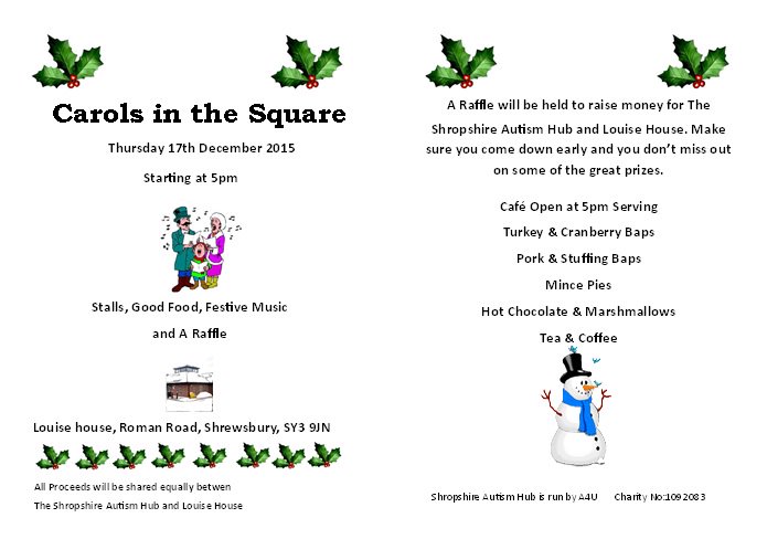 Carols in the Square is in on Thursday 17th December starting at 5pm, so please come along and Support the Hub.