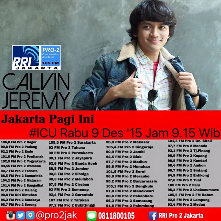 RRIPro2Plb's tweet photo. Sahabat Kreatif, besok Rabu 9 Desember bakal relay langsung ke @Pro2Jak karena ada @calvinjeremy di #ICU jam 9.15 https://t.co/lAs6HaDU4k