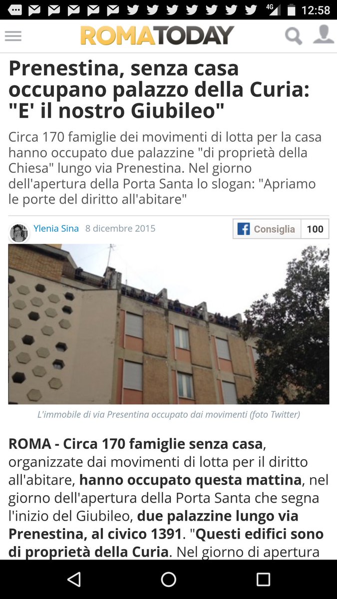 Prenestina Roma: occupati palazzi del vaticano. 

Non sarà santa, ma la porta si è aperta...