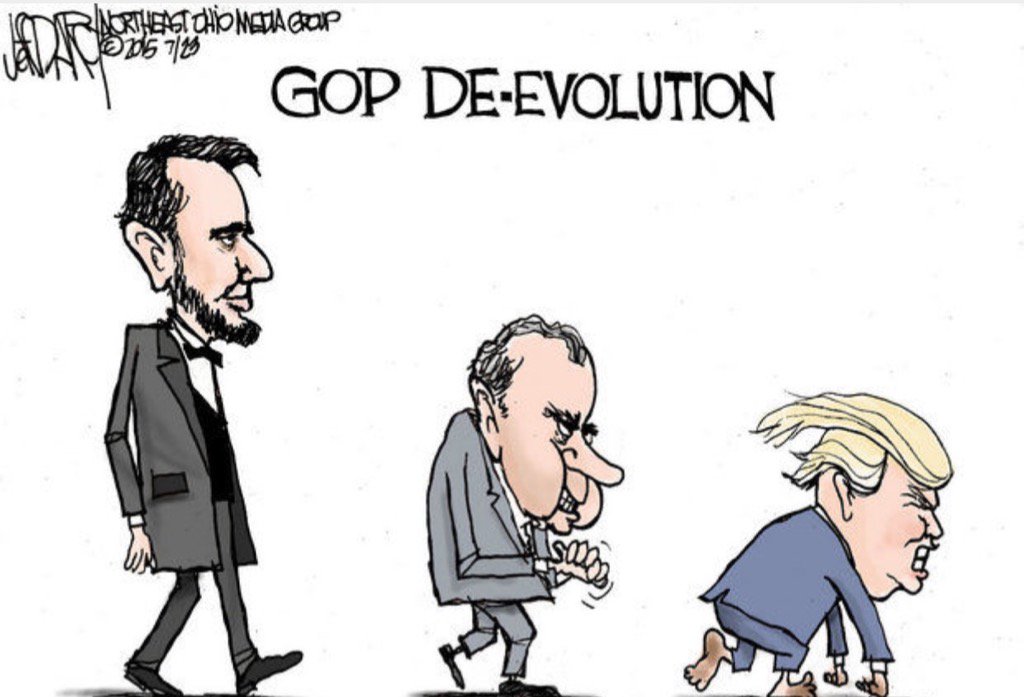 Trump cartoon - GOP de-evolution 