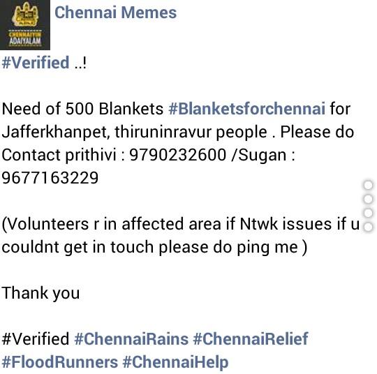 memeschennai's tweet photo. #BlanketsNeeded
#ChennaiFloods https://t.co/JIaiEtC9jI