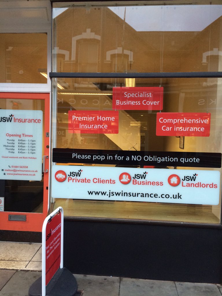 JSWInsMelton's tweet photo. Window looking fantastic @markmjswins @JSWChrisAdams @DigitalDeadline #insurance #meltonmowbray #jswinsurance https://t.co/69HOWRi8yN