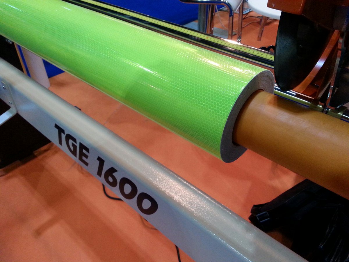 FlexaSrl's tweet photo. Second day @GulfTrafficCom: stop at Booth G40 #Colourbyte! Reflective material cut with our #Flexa TGE roll cutter. https://t.co/vdEj28L8E0