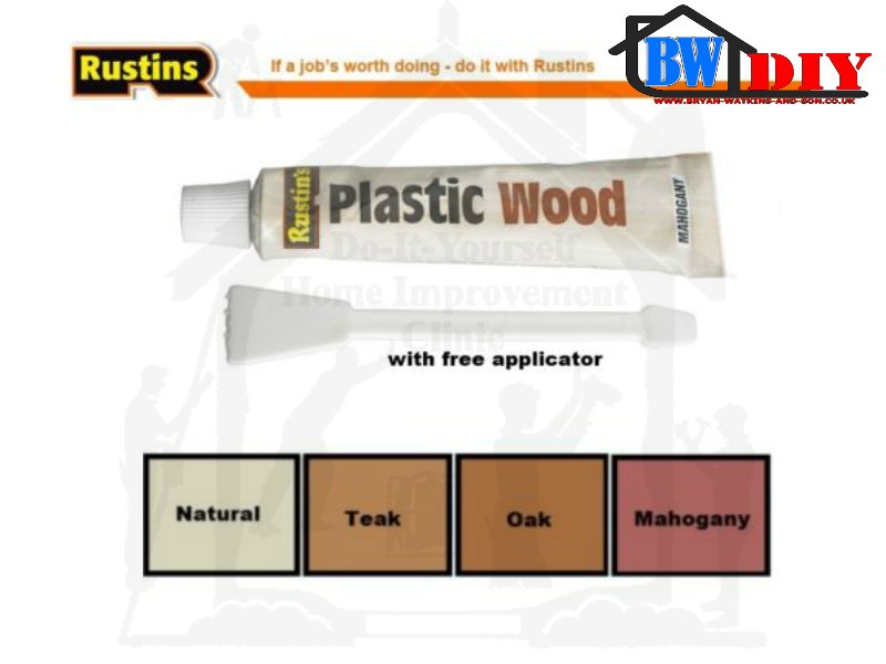 Rustins Plastic Wood Filler with Free Applicator Teak Oak Mahogany