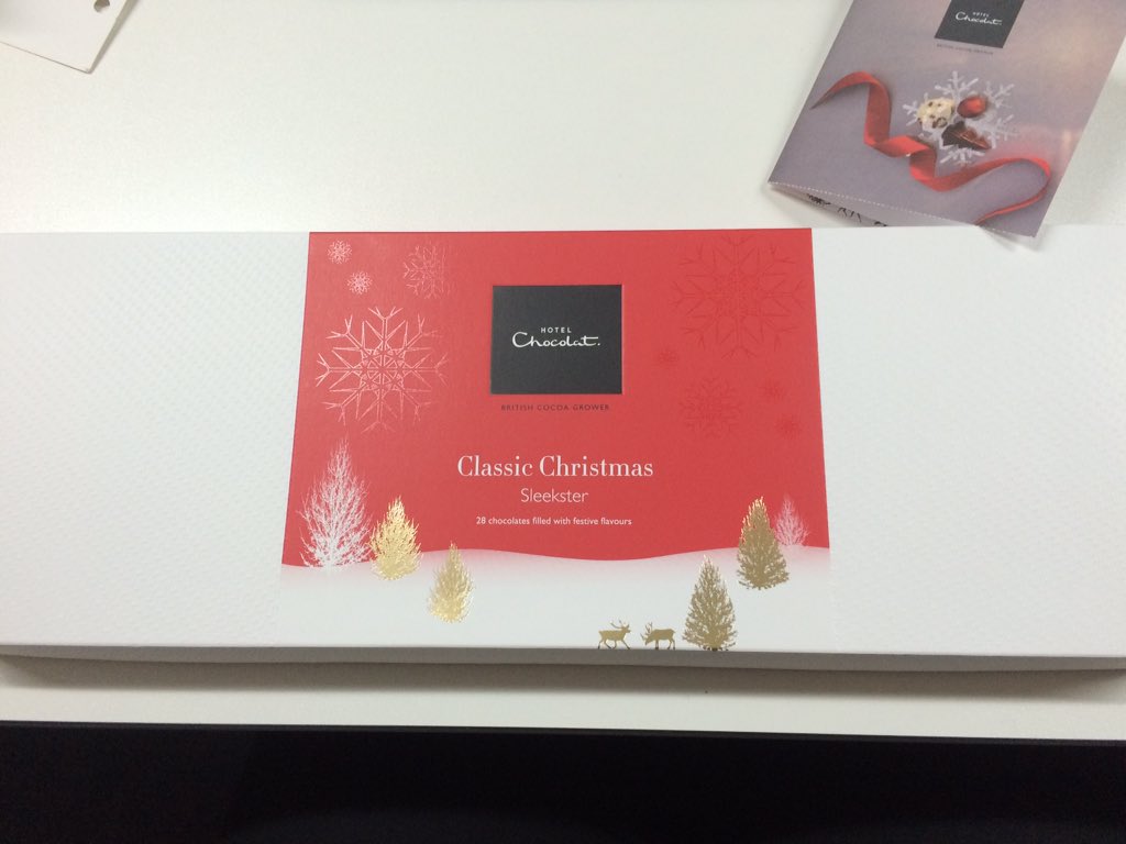 Natasha_Stacey's tweet photo. Waiting patiently on my desk #ThankYou @IdeasBoxLtd  and @HotelChocolat #Christmas #Cantwaittogetstuckin #allmine https://t.co/9fV9j8Kumj