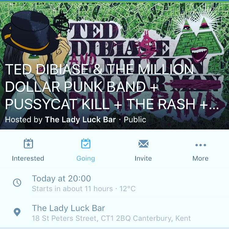 tonight! #Canterbury pals head over to <a href="/TheLadyLuckBar/">Lady Luck</a> for #punk pals and #live music from 8pm