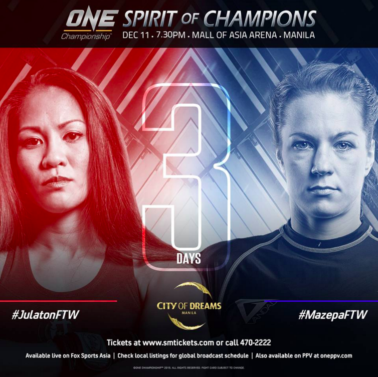 brittanyonefc's tweet photo. COUNTDOWN: 3 Days! #Manila #ONEChampionship #Letsgo https://t.co/uDaZFiuyFq
