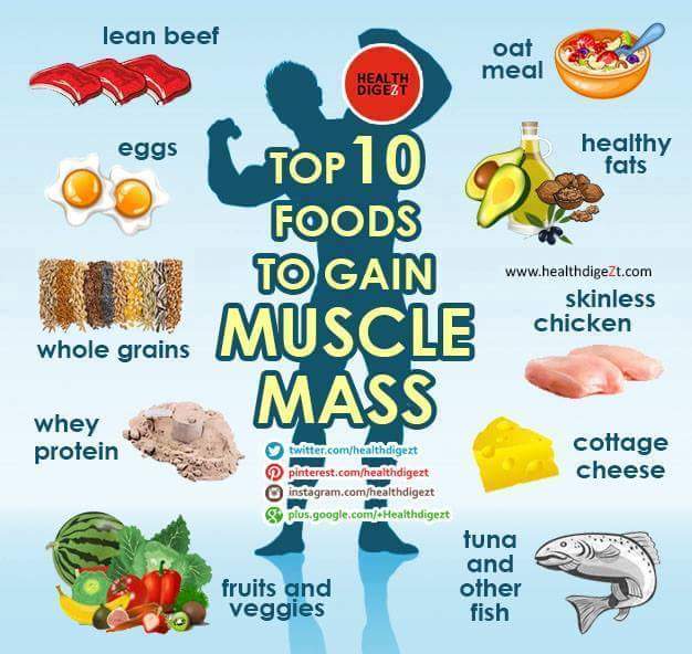 SweatWithASmile's tweet photo. Top 10 Foods To Gain #Muscle Mass 
#healthy #nutrition #eatclean https://t.co/9Juz2MopXH