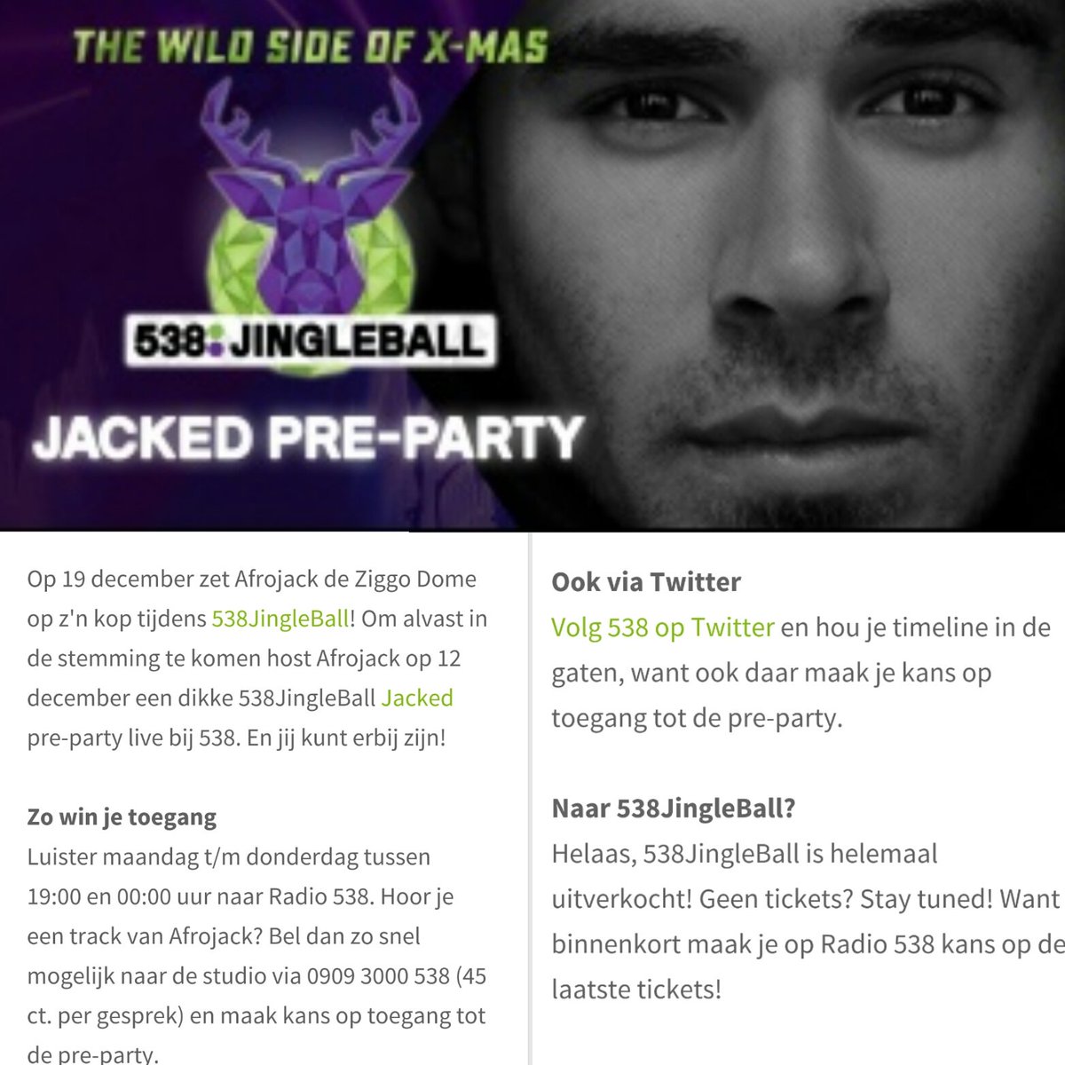 AFRODYDODI_'s tweet photo. #AteamNL!! Naar de @djafrojack jacked pre party bij @538 12 dec?! Deze week kan je winnen! Dit wil je niet missen! https://t.co/KZpd5BoYRY