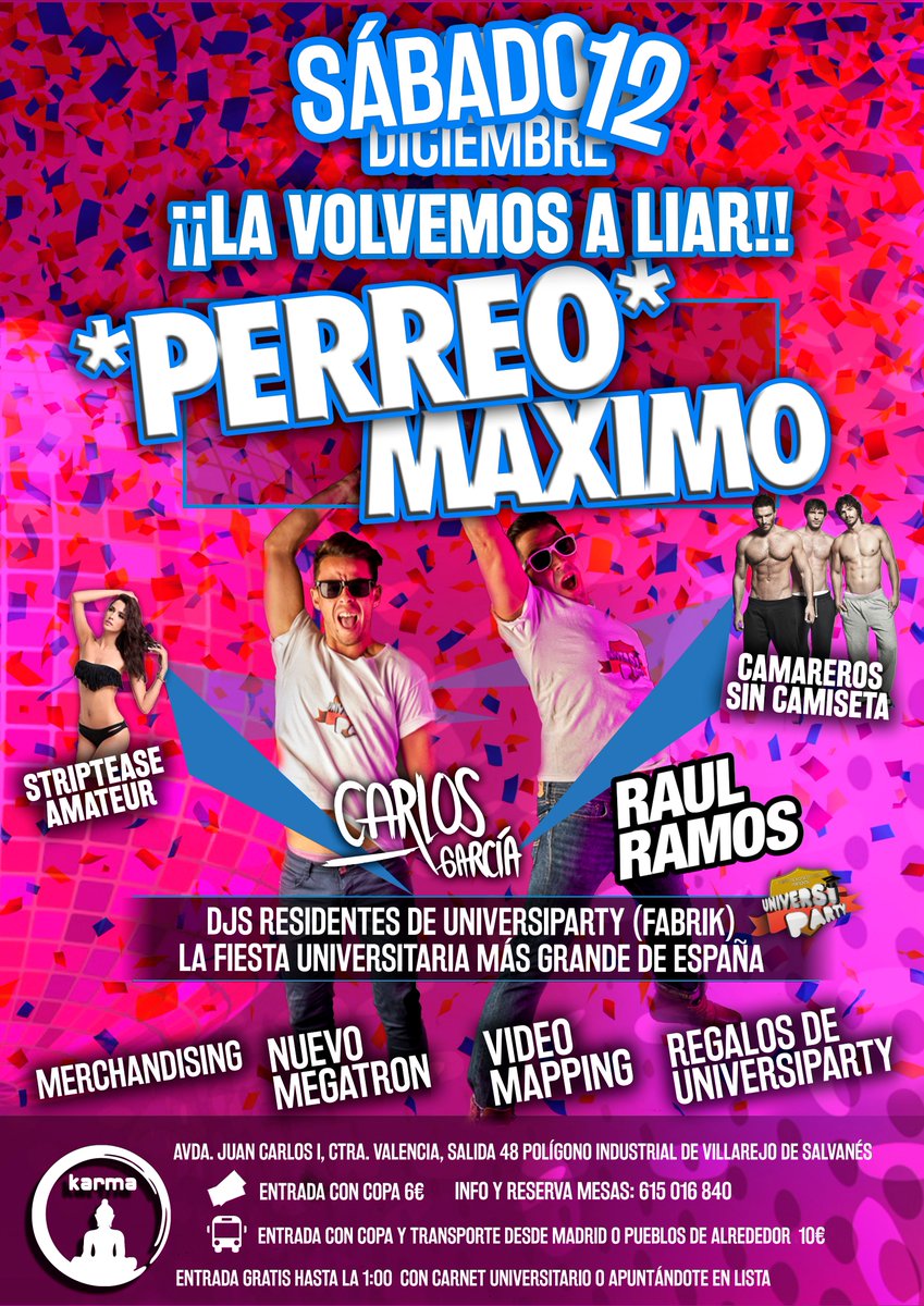 Nuestros djs <a href="/RaulRamosPerez/">Raúl Ramos</a> y @CarlosGarcia_Dj la lían parda esté Sábado en <a href="/DiscotecaKarma/">Discoteca Karma</a> Villarejo de Salvanés
