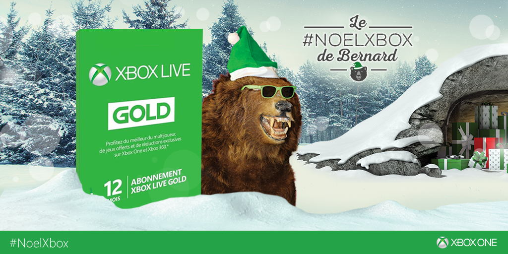 XboxFR's tweet image. RT et tweet #NoelXbox et #Bernard pour tenter de gagner 1 an d'abonnement sur Xbox Live Gold ! 🐻