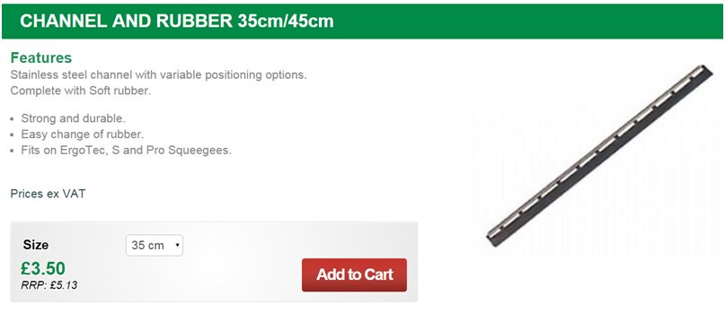 WindowCleanShop's tweet image. PRODUCT OF THE DAY: 35cm CHANNEL &amp;amp; RUBBER Stainless steel channel w/ variable positioning options C/W soft rubber.