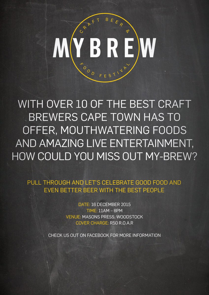<a href="/my_brewCPT/">MY-BREW</a> next Wednesday 16/12/15, showcasing the finest breweries, street food &amp; live entertainment. #capetown