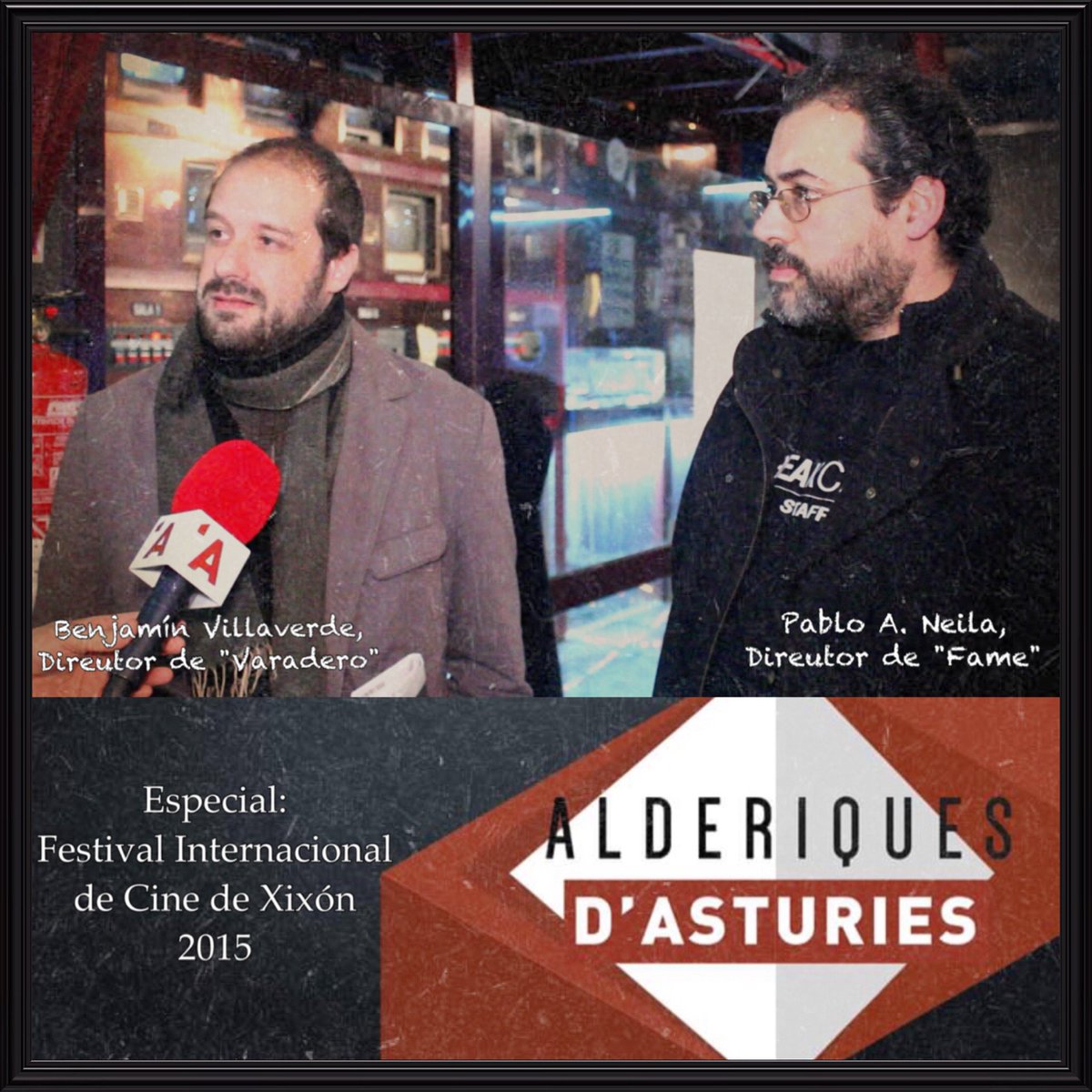 Alderiques's tweet photo. **ESPECIAL** Festival Internacional de Cine de Xixón 2015 🎬 #53FICX @Gijonfilmfest @BenjaVillaverde y Pablo A. Neila https://t.co/8ZSZYEactv