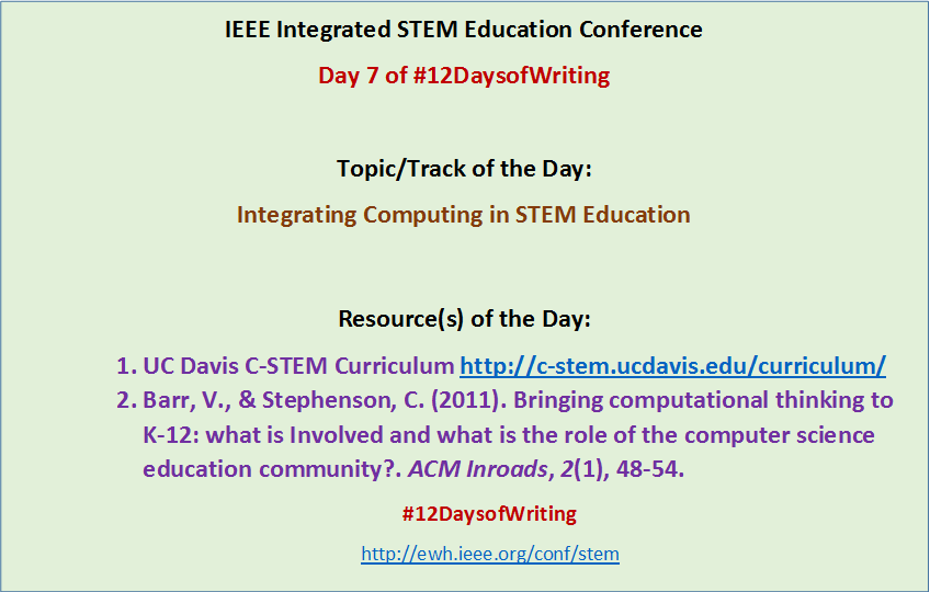 IEEE_ISEC's tweet photo. Day 7 of #12DaysofWriting: Resource(s) of the day - https://t.co/xLIkjN6nLa & https://t.co/0zGCFJP8sU #CSEdWeek https://t.co/e4AuBeEowI