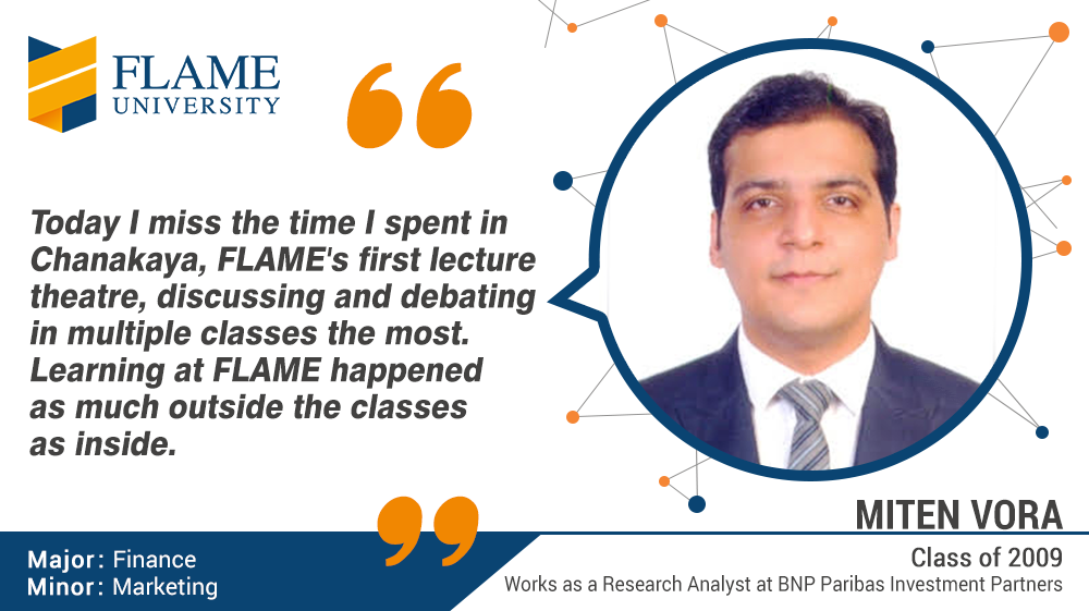 FLAMEUniversity's tweet photo. #FLAMEAlumni Miten Vora talks about his days at FLAME University. Tweet us your experience using #FLAMEexperience https://t.co/IY6XPCycRi