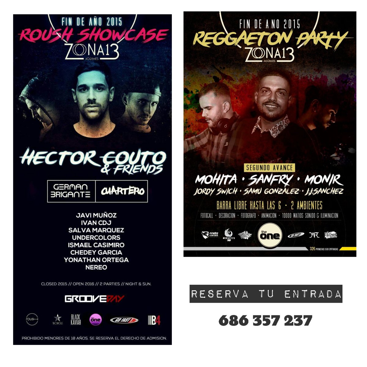 WePlayEvents's tweet photo. 🔝FIN DE AÑO 2015 || ZONA 13🔝2 fiestas x un único prec. 42€ (Hasta Martes 15 DIC o fin de existencias).6H BARRA LIBRE https://t.co/Qw59PldOzf