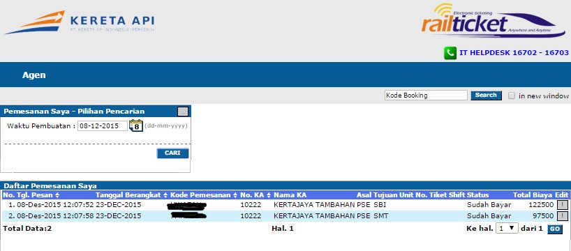 perburuan tiket hari ini:
alhamdulillah terima kasih yg sdh mempercayakan pemesanan tiket pada kami
<a href="/KAI121/">Kereta Api Indonesia</a>