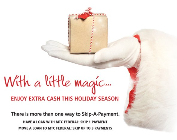 MTCFCU's tweet photo. Enjoy a bigger holiday budget with @MTCFCU #SkipAPayment. Apply Now https://t.co/eRcRnsRQBb #MembersThatCount https://t.co/mPESV9GOlk