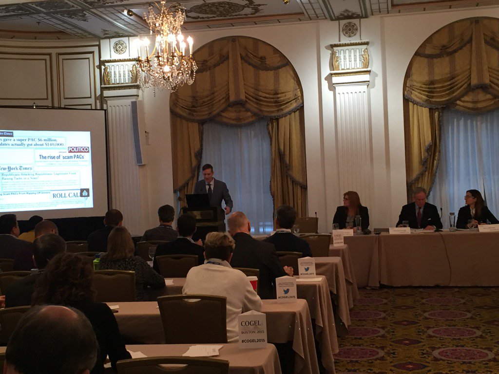 ThePaulSRyan's tweet photo. "Super PAC Potluck" underway with @thetrevorpotter @CampaignLegal #COGEL2015 https://t.co/Gr7S1ucmHh