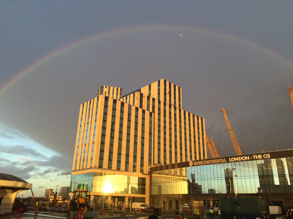 Lovely rainbow over the Hotel today. @InterConTheO2 #almostthere