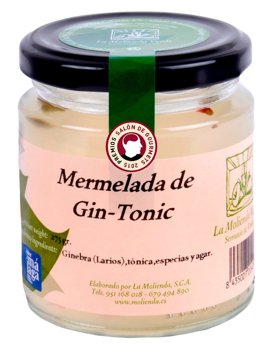 GourmetConil's tweet photo. Original verdad? Mermelada de Gin Tonic. Esta y muchos más sabores de mermeladas artesanas ecológica en nuestra web. https://t.co/m6akQEnrsY