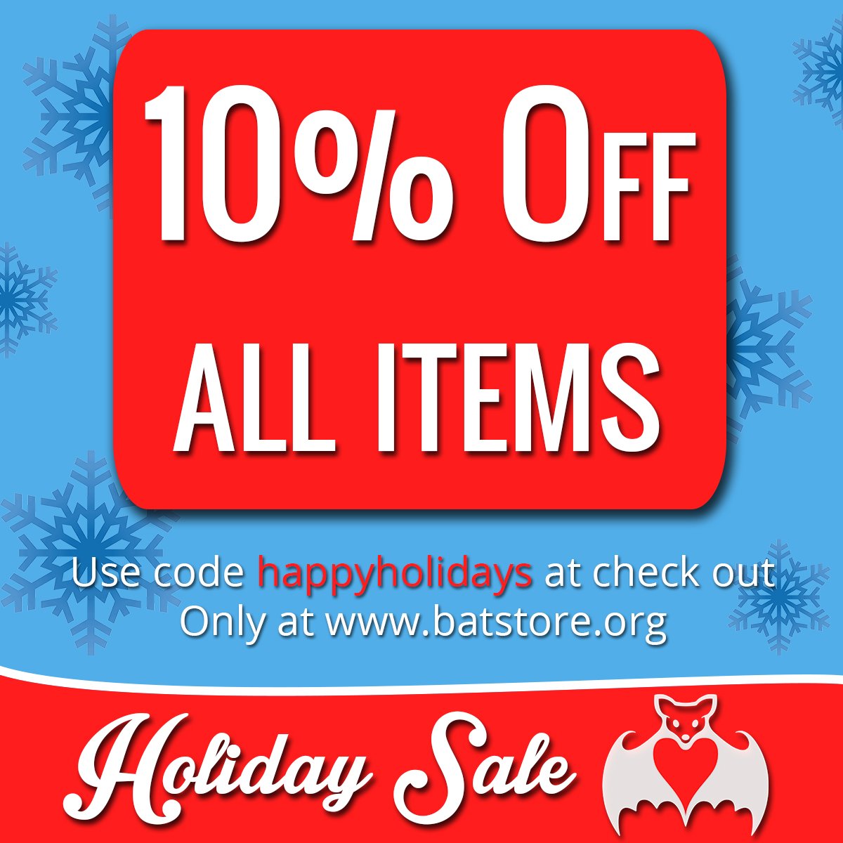 BatConservation's tweet photo. A special holiday gift for all of our friends &amp; followers! Good until Dec. 31. #BatStore: https://t.co/LDR24WcGED https://t.co/FDldAmn8zJ