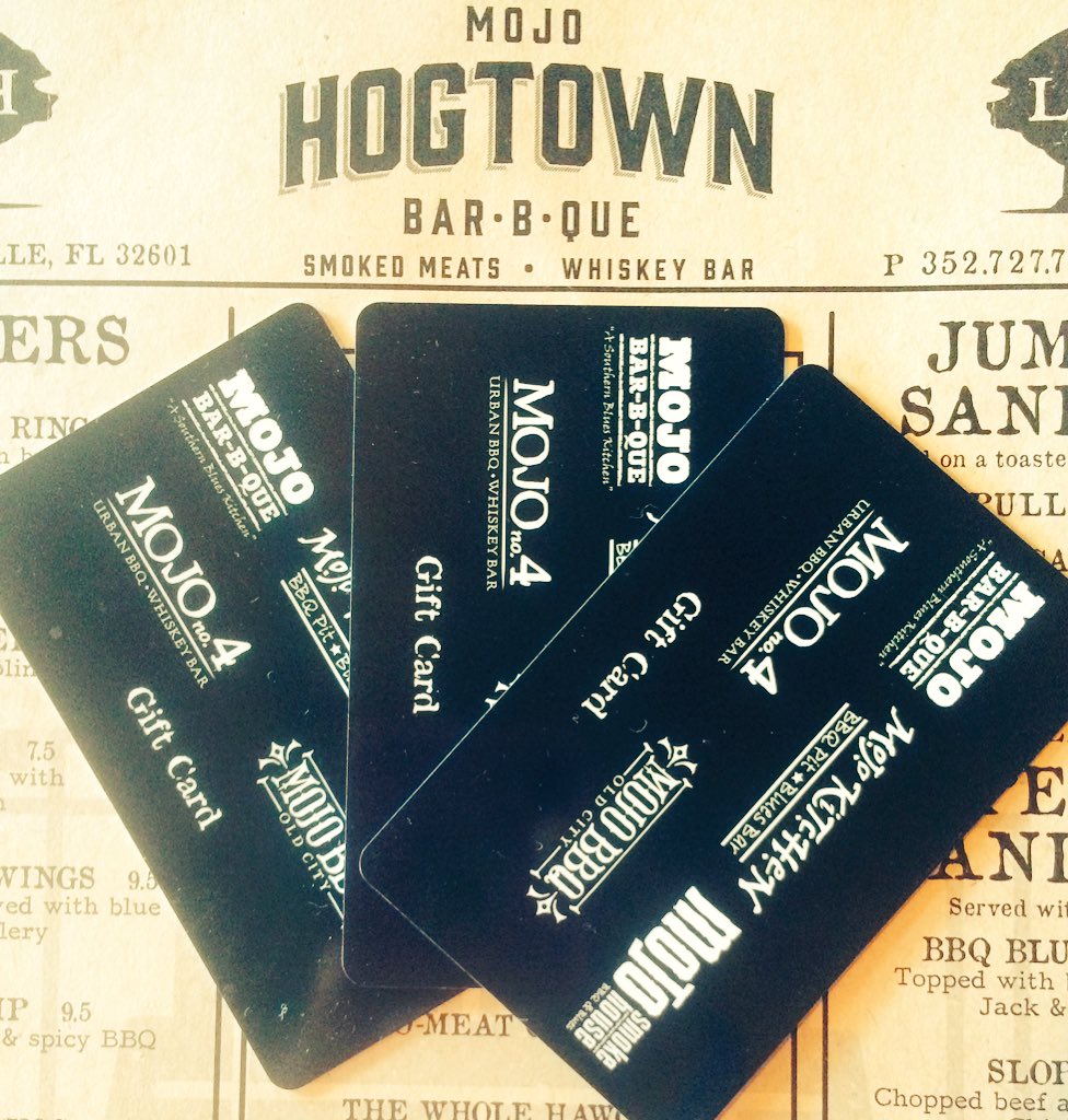 Give the gift that keeps on giving! Receive a free $10 gift card when you buy $50 in gift cards! #mojohogtownbbq
