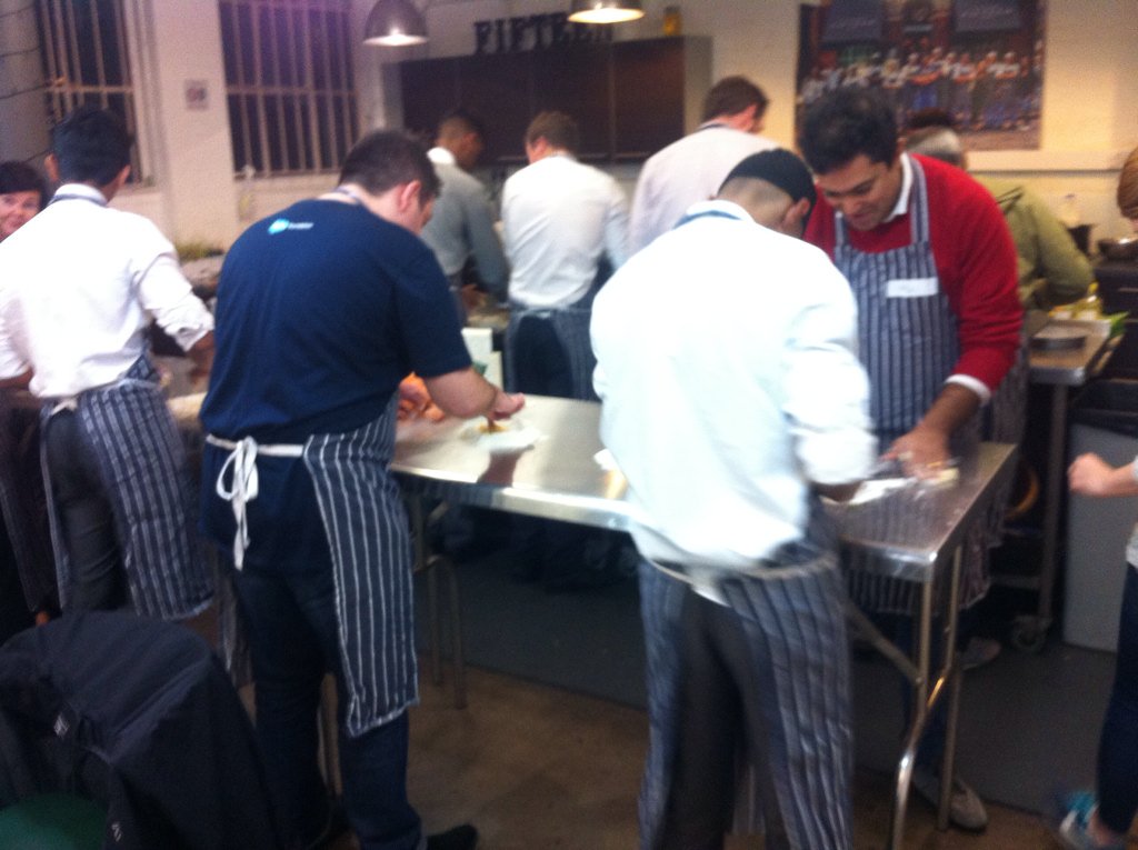 Futureversity's tweet image. Happening now: young people cooking at @JamiesFifteen w/ @salesforce volunteers! #Voltforce #nomnomnom