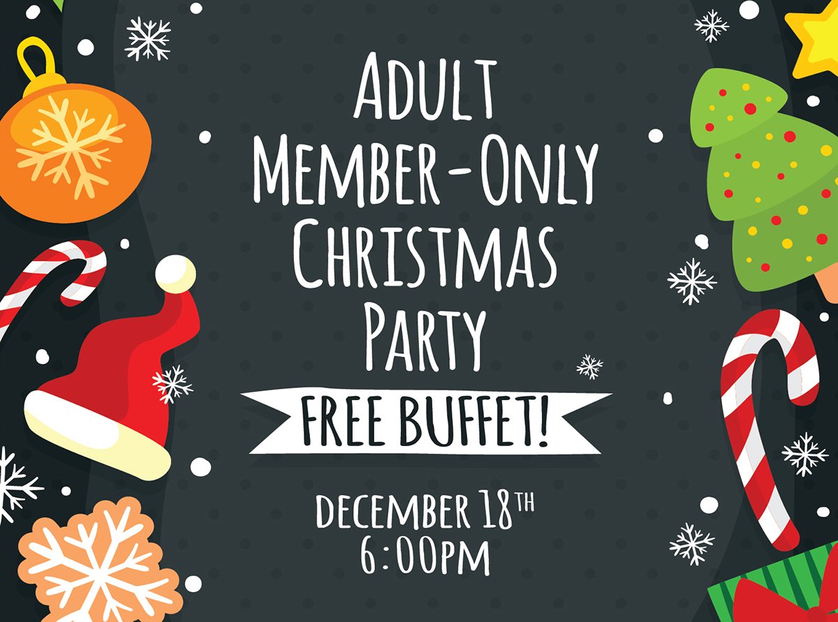 FEATHERSOUND_CC's tweet photo. Join us for our Adult Member-Only Christmas Party on December 18th at 6PM. Who could turn down a FREE BUFFET? https://t.co/BRfxnSGyJc