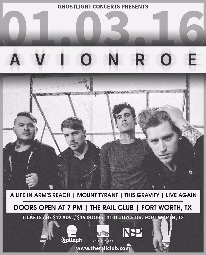 ALIARofficial's tweet photo. Playing w/ @avionroe at The Rail Club in Ft. Worth Jan. 3rd! $12 in adv. $15 at the door :) https://t.co/M7BOjGykQ3