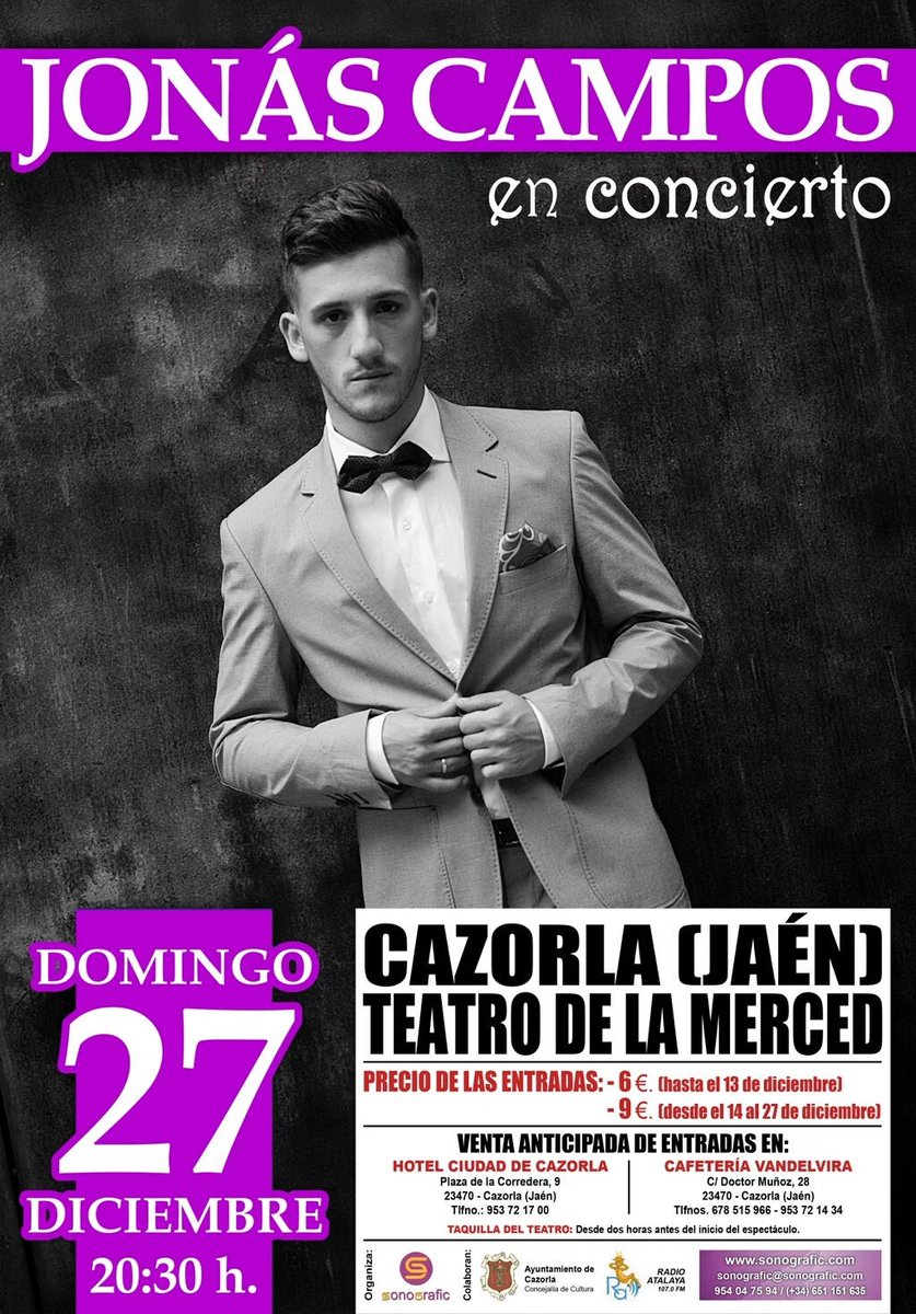 Próximos Conciertos de <a href="/jonascampos1/">Jonas Campos</a> 
<a href="/ElFiesta_es/">ElFiesta.es</a> <a href="/Elejido_Hoy/">El Ejido Hoy</a> @Lmyuc_oficial <a href="/JoanaJimenez_/">Joana Jiménez</a> <a href="/EstherM_Radiole/">Esther Morales</a>