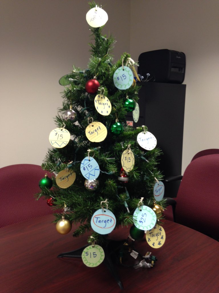 Getting ready for the Holiday Gift Card Tree. Consider taking an Ornament to support an #Abingdones family.