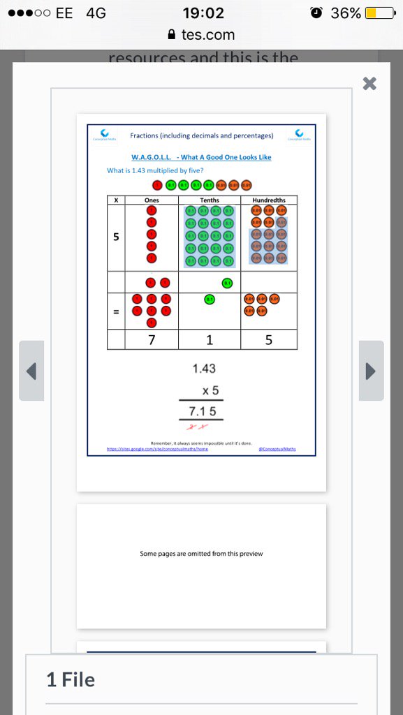 ConceptualMaths's tweet image. Multiplying decimals with place value counters