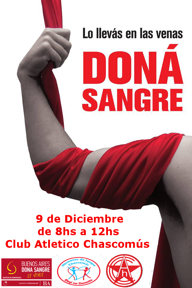 Mañana campaña de donación de sangre en el Club Atlético Chascomús, de 8 a 12 hs.