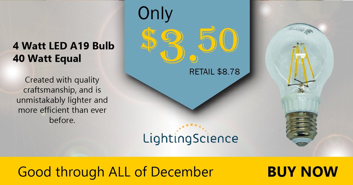 Unbeatable December Sales! LightingScience 4 Watt A19 Bulb. ONLY $3.50!!

buyleds.com/shop/lighting-…