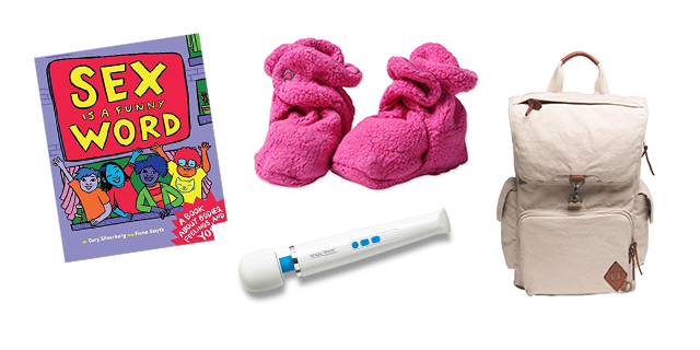 autostraddle's tweet photo. Two gifts for baby, two gifts for #QueerMama. Here's @lezgetpregnant's holigay wish list: https://t.co/Rlsm44N58H https://t.co/ddhkcbfRNC