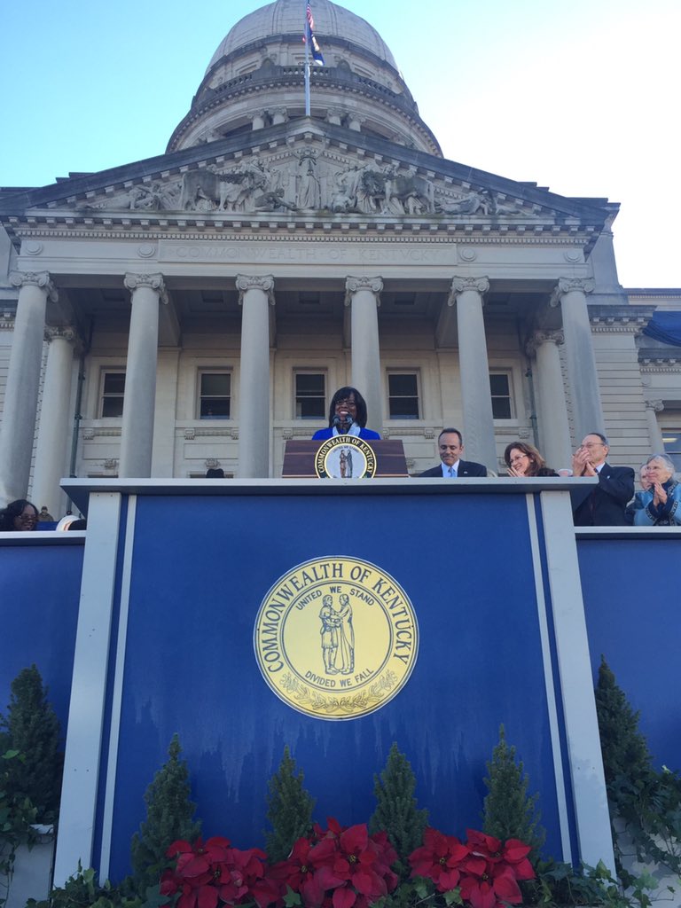 bryansunderland's tweet image. Kentucky's Lt. Governor @HamptonforKy takes the podium. @GovBevin