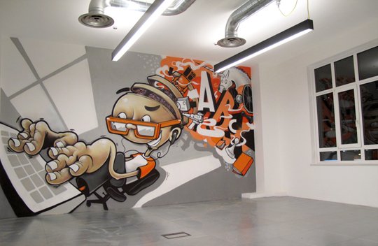 STYLETRIPnl's tweet photo. #graffiti at the #office, love it! #Inspiration #interiordesign https://t.co/b8JxOQ5efv