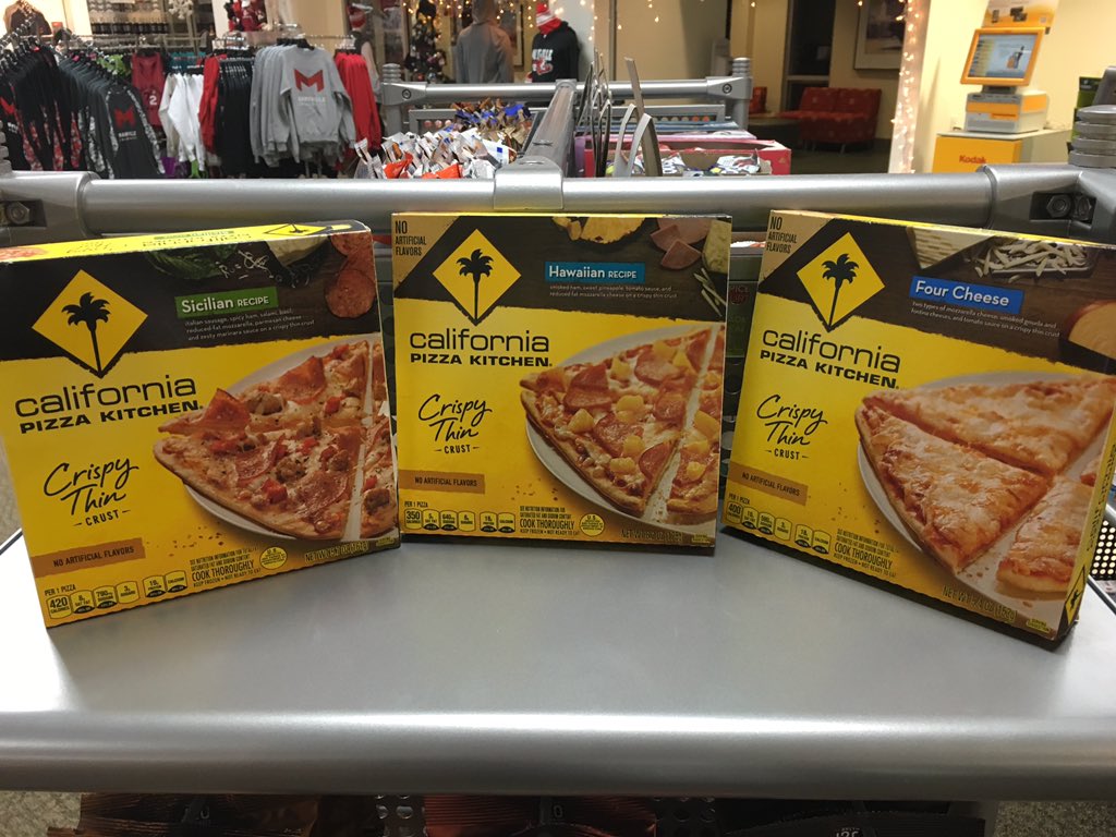 The bookstore now carries gelato and California Pizza Kitchen pizzas! Grab gelato or pizza to enjoy while studying!