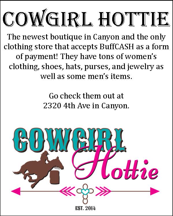 WTAMUBuffGold's tweet image. Buff Gold Card Office is excited to announce our new merchant Cowgirl Hottie! Welcome to the BuffCASH Program!