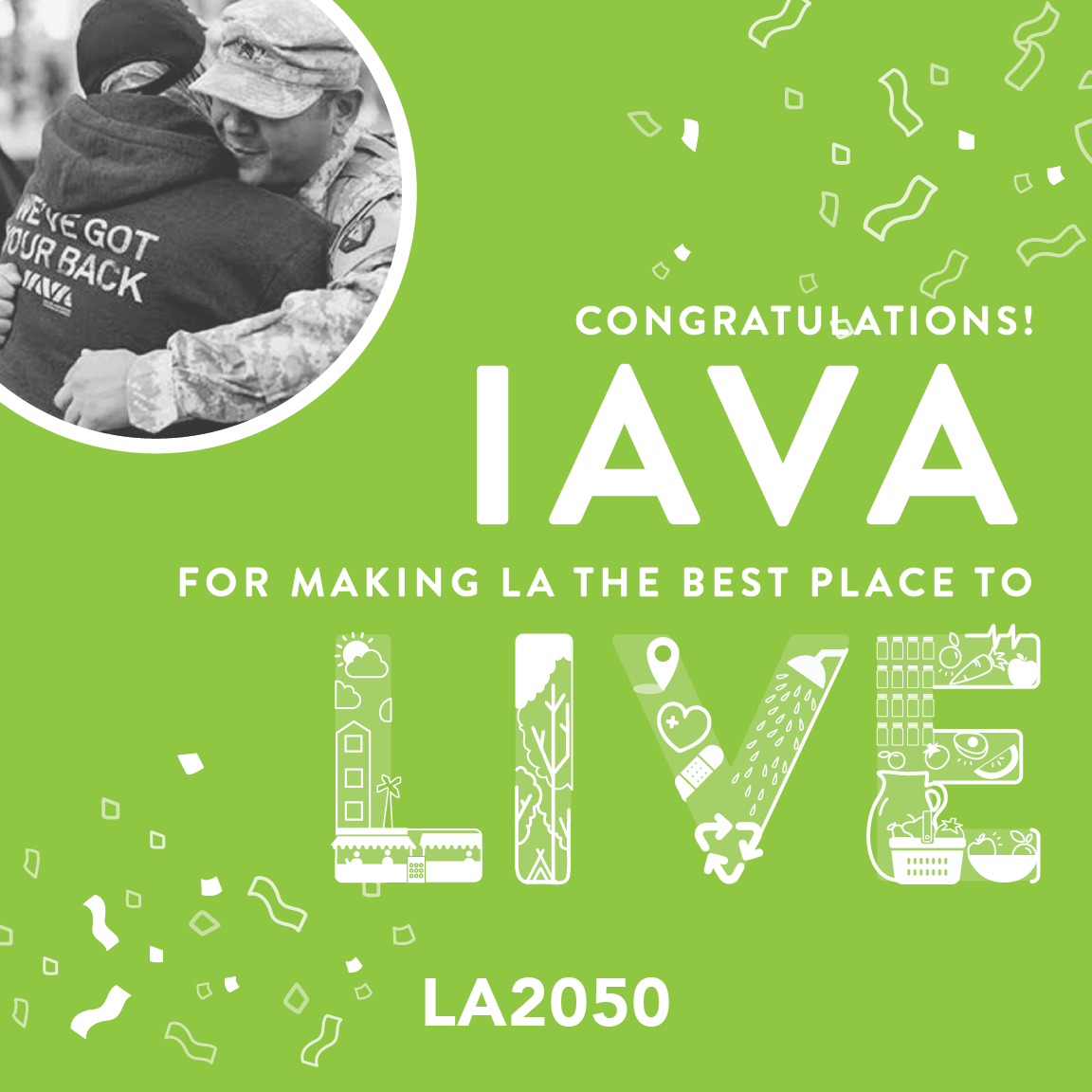LA2050's tweet photo. Congrats!! Making LA the best place to LIVE are @HealtheBay &amp; @IAVA https://t.co/5slJXrHvTo https://t.co/JbY00FCtel