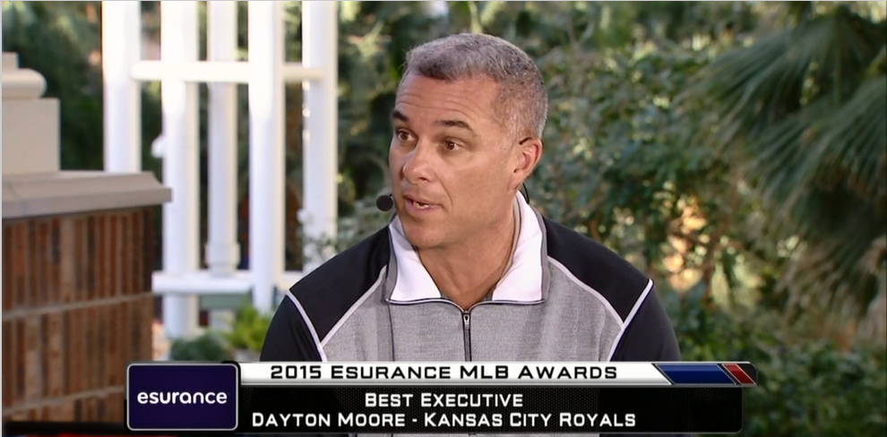 MLBNetwork's tweet photo. Dayton Moore talks about winning the @Esurance #MLBAward for Best Executive & the @Royals WS title on #MLBTonight. https://t.co/HWruHdZKrV