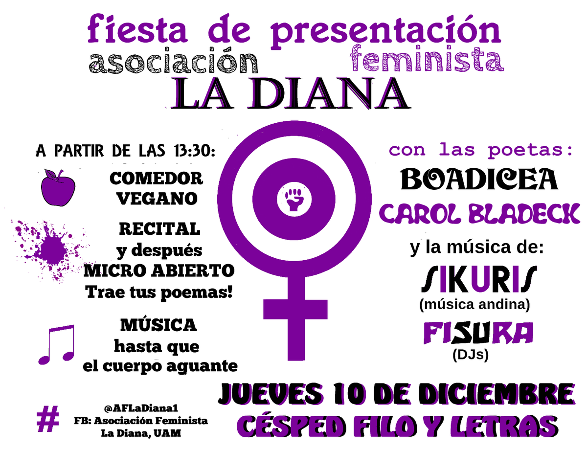 AEFLaDiana's tweet photo. Os esperams a todas el jueves! @aehabeascorpus @AecDobleHelice @AEMalayerba @AEMUAM @AENoamChomsky @aculturacritica https://t.co/AZao2YZfZr