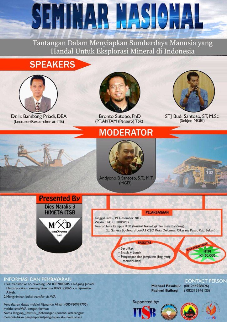 Yuk teman-teman gabung diacara kita :) salam tambang! <a href="/hmtpunmul/">HMTP_UNMUL</a> <a href="/hmtp_UNP/">HMTP UNP</a> <a href="/hmdtp_unmul/">D3 Teknik Pertambangan UNMUL</a> <a href="/HMG_ITN/">HMG ITN MALANG</a> <a href="/suaraGEA/">HMTG ''GEA'' ITB</a>