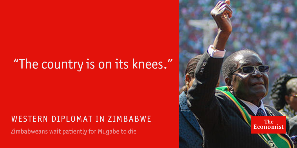 TheEconomist's tweet photo. Robert Mugabe has wrecked the country since coming to power in 1980. The only way is up https://t.co/aLXyUpevfW https://t.co/nEylSSymIs